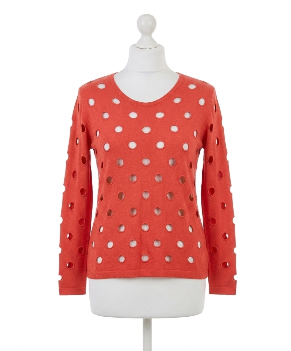 NEW FRENCH KYSS scoop hole sweater in coral